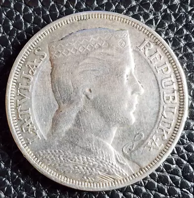 1932 Latvia 5 Lati Silver Coin - KM# 9 - VF - # 29059 • $45.45