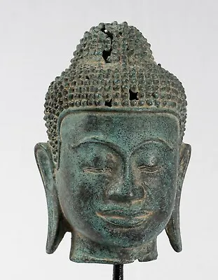 Antique Khmer Style Bronze Enlightenment Phnom Da Buddha Statue - 23cm/9  • $372.66