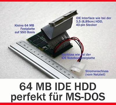 Impact 64MB Ide Mini Hard Drive SSD Pata For Msdos With Adapter 44PIN 40PIN MM • £44.59