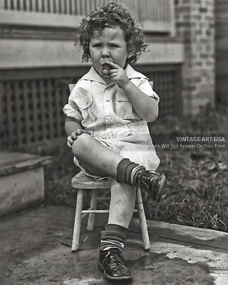 Young Boy Smoking Cigar Vintage 1928 Photo - Bizarre Odd Strange Funny Man Cave • $11.95