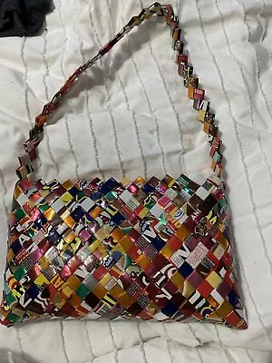 Purse Mexican Candy Wrapper  Shoulder Hand Bag Handmade Colorful • $10