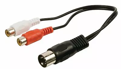 5 Pin Din Male Socket To 2 X RCA Phono Plugs Audio Adapter Cable Amp 0.2m 20cm • £3.92