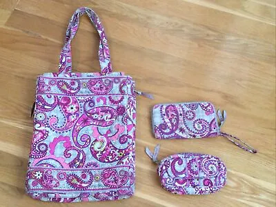 Vera Bradley PAISLEY MEETS PLAID Laptop Tote Cosmetic Bag Wallet Clutch Set Lot • $19.99