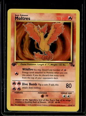 1999 Pokemon Game Moltres 1st Edition Fossil #27/62 TCG • $10.50