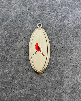 White Oval Red Cardinal Pendant Fashion Jewelry Unmarked • $5.99