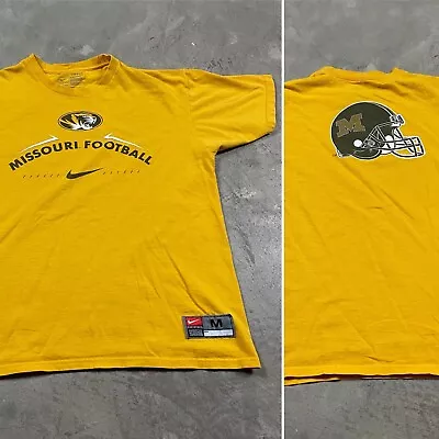 Y2K VTG NIKE Missouri Tigers Football Team T Shirt M Center Swoosh Helmet Logo • $12.99