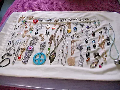 60  Pcs Jewelry Lot Necklaces Earrings Bracelets  Plus  Unchecked • $11.99