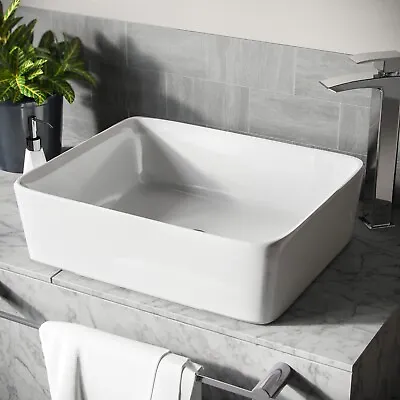 480 X 380mm Rounded Counter Top Basin Rectangle Cloakroom Bathroom Sink | Leven • £49.99