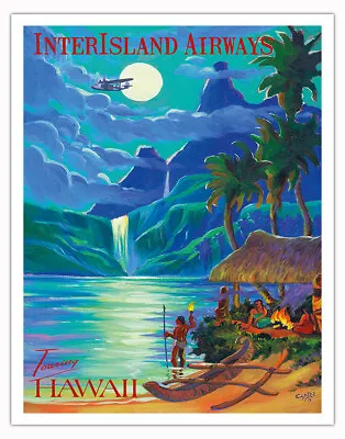 Touring Hawaii InterIsland Airways - Vintage Hawaiian Travel Poster Rick Sharp • $19.98