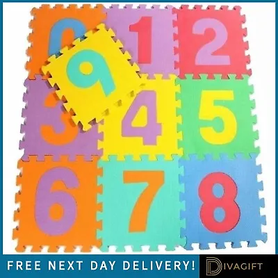 10pc 123 FOR CHILDRENS KIDS BABY PLAY MAT NUMBERS SOFT FOAM JIGSAW PUZZLE MATS • £5.65