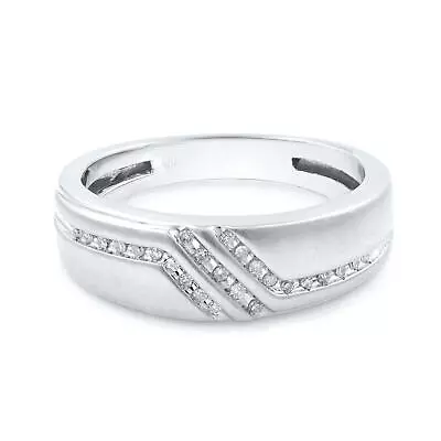 Round Cut Diamond Men's Wedding Band Ring 10k White Gold 0.20cttw Size 10 • $99