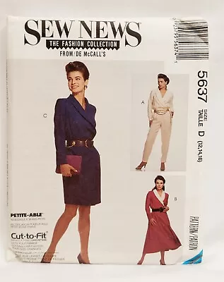 McCall's 5637 Misses/Petite Pattern Sz 12-16 Dress & Jumpsuit Shawl Collar  • $5