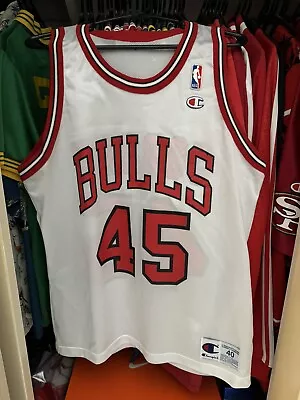 Vintage Michael Jordan Champion Jersey NBA Chicago Bulls #45 White Size 40 • $99.99