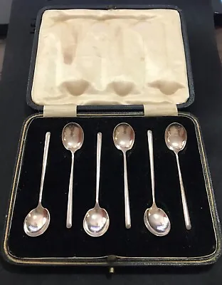 Antique 1905 James Dixon & Sons Sterling Silver Boxed Set 6 Coffee Spoons • $290