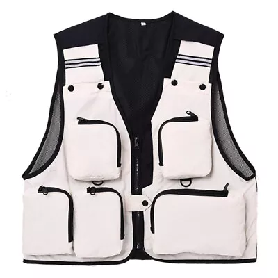 Mens Utility Vest Sleeveless Waistcoat Fisherman Hiking Fashion Multi Pocket • $25.99