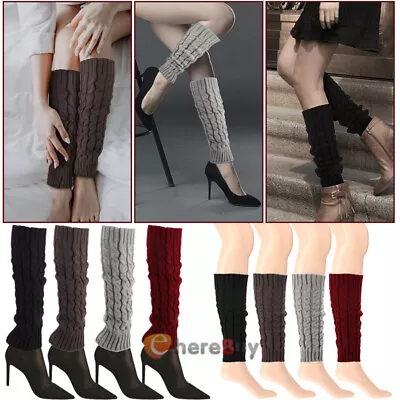 Womens Fashion Leg Warmers Crochet Knit Ribbed Knee High Winter Warm Boot Socks • $9.99