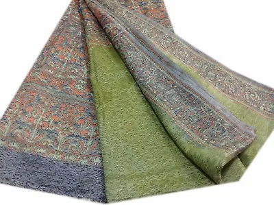 Om Vintage Indian Sari Art Silk Thread Woven Green Saree 5 Yard  Fabric Y11096   • $22.52