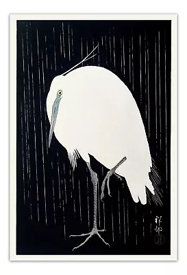 OHARA KOSON Egret In The Rain VINTAGE JAPANESE ART (1925-1936) Print/ Poster • $11.95