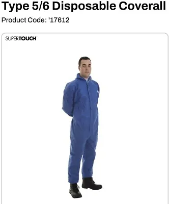 SMS Disposable Zip Coverall Hooded Suit Type 5 6 Protection Hygiene Paint Food • £4.95