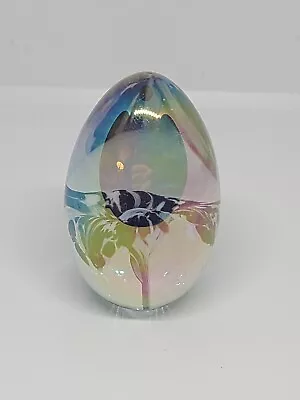 1984 Mt. St. Helens Ash MSH Art Glass Paperweight Purple Green  Iridescent Egg • $36