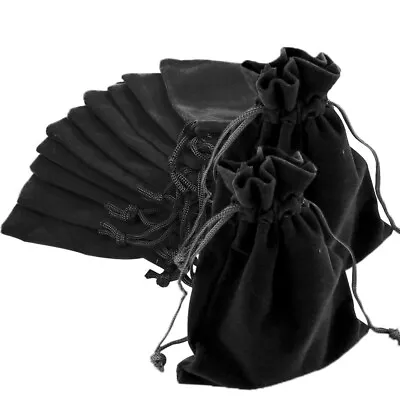 Time To Sparkle 10-50 Black Luxury Velvet Drawstring Wedding Pouches Gift Bags • £3.79