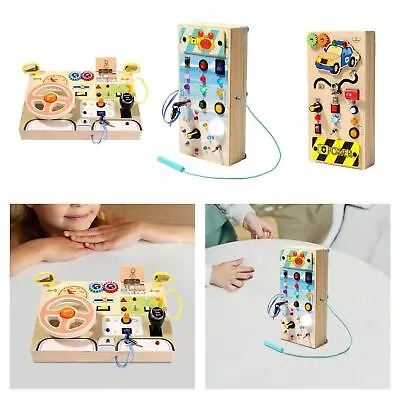 Montessori LED Busy Board Wooden Sensory Board For Toddlers 1-3 Travel Children • £22.08