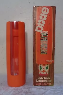 Mid Century Modern Retro VTG 1974 DIXIE Orange Kitchen Dispenser No Cups NOS • $49.95