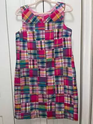 Women's TALBOTS Multi Madras Patchwork Print Sleeveless Dress-Size 10 Petite-EUC • $30