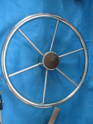 16 Inch 3/4 Inch Tapered Shaft Stainless Steel Vintage Boat Steering Wheel • $85