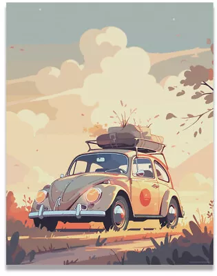 Volkswagen Poster Vintage Beach Van Beetle Surf Prints Art 11x14 Inches Unframed • $9.95