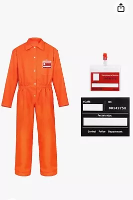 Ficlwigkis Prisoner Inmate Halloween Costume Mens Sz 2XL Org. Coverall W/Name Tg • $18