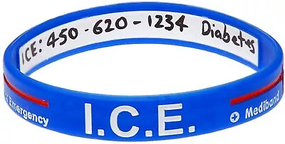 Mediband Write On Style Medical Alert ID Bracelet Silicone Wristband ICE Blue • $6.99