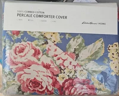 NOS Eddie Bauer Home 100% Comed Cotton Full Precale Comforter Cover Rose Floral • $85