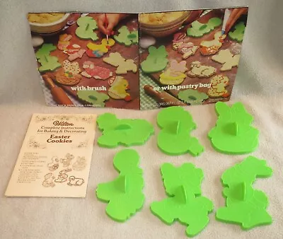 Vintage Lot Of 6 Wilton Green Plastic 1978 Easter Cookie Cutters & Instructions • $9.99
