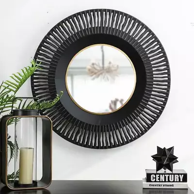 Glitzhome Vintage Industrial Style Round Wall Mirror • $99.96