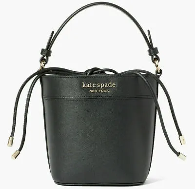 Kate Spade Cameron Small Bucket Bag Black Leather Purse WKRU6712 NWT $299 Retail • $114.98