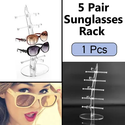 $12.99 • Buy 1x Display Stand Holder 5 Pair Rack Show Sunglasses Glasses Plastic Counter