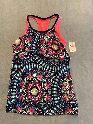 Justice Size 14 Multicolor Racerback Activewear Top NWT • £7.12