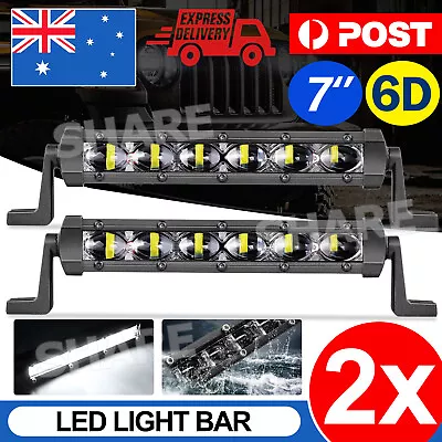 2x 7 Inch LED Light Bar 60W Slim 6D Single Row Driving Beam Work Lamp Marine AU • $19.95