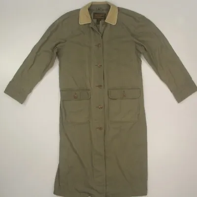 Eddie Bauer Long Chore Field Military Trench Coat Jacket Men's Medium Army Green • $34.47