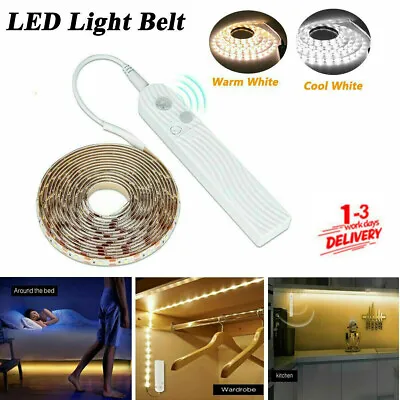 Battery Operated LED Strip Lights Wireless PIR Motion Sensor Wall Closet Lamp UK • £6.99