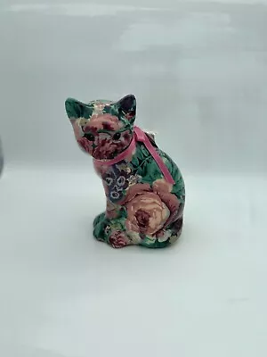 Vintage Porcelain Patchworks From Joan Baker Designs Floral Decorated Cat • $15