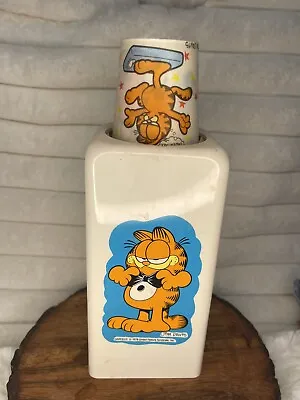 Vintage Garfield In Bow Tie Dixie Cup Countertop Dispenser 1978 White Cups • $15
