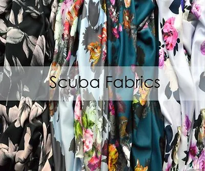 £2.49 • Buy Floral Scuba Crepe Material Spandex Jersey Stretch Dress Fabric 58  By Meter