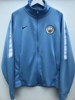 MANCHESTER CITY Football Track Jacket Nike Blue Full Zip Mens Medium M • £19.95