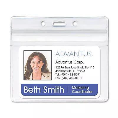 Advantus Resealable ID Badge Holder Horizontal 3 3/4 X 2 5/8 Clear 50/Pack 75523 • $24.87