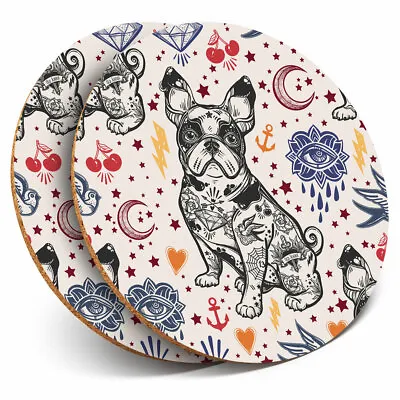 £4.99 • Buy 2 X Coasters - French Bulldog Tattoo Animals Pets Dog Home Gift #8458