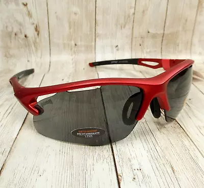 Pugs Gear Matte Metallic Red Smoke Wrap Sunglasses - SS6 (02) • $11.01