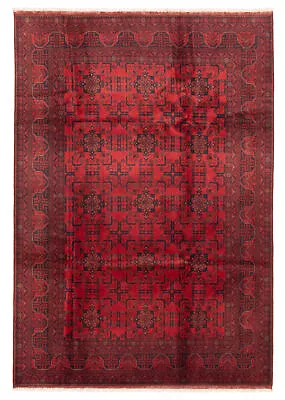 Hand-Knotted Geometric Carpet 6'8  X 9'7  Traditional Wool Area Rug • $904