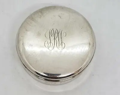 Thomae Co Sterling Round Jewelry Box 3  Monogram 1967 • $95